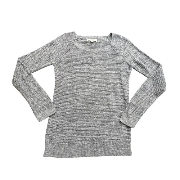 Loft Sweater Womens Medium Gray Knit Neutral Minimalist Academia Classic Preppy - Picture 4 of 12